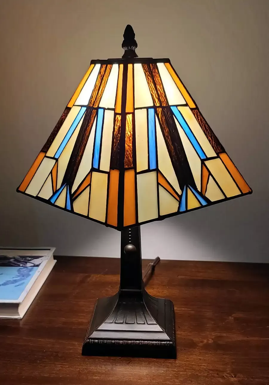 16" Tiffany Style Mission Style Squared Shade Table Lamp