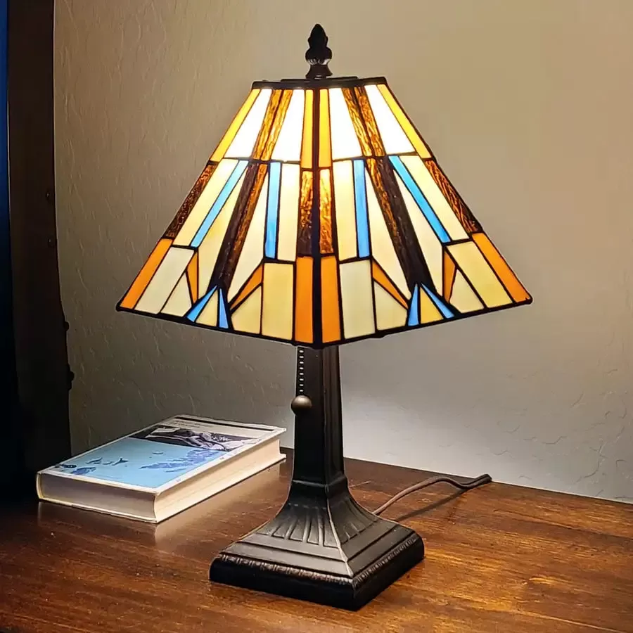 16" Tiffany Style Mission Style Squared Shade Table Lamp