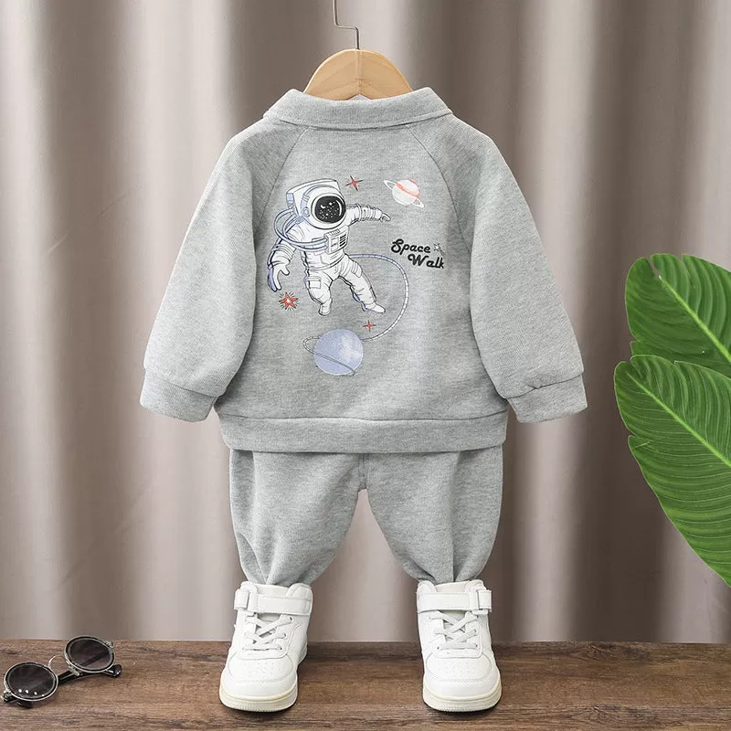 2 Pieces Set Baby Kid Girls Boys Sports Cartoon Print Hoodies Sweatshirts And Solid Color Pants Wholesale 23090620