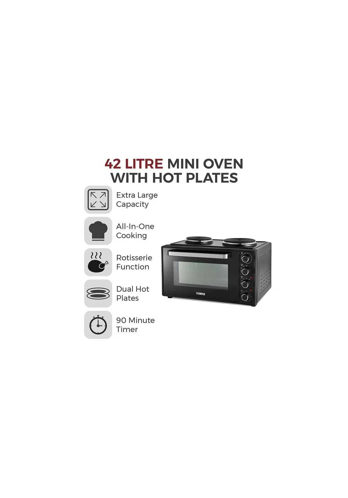 42L Mini Oven With Hot Plates | T14045