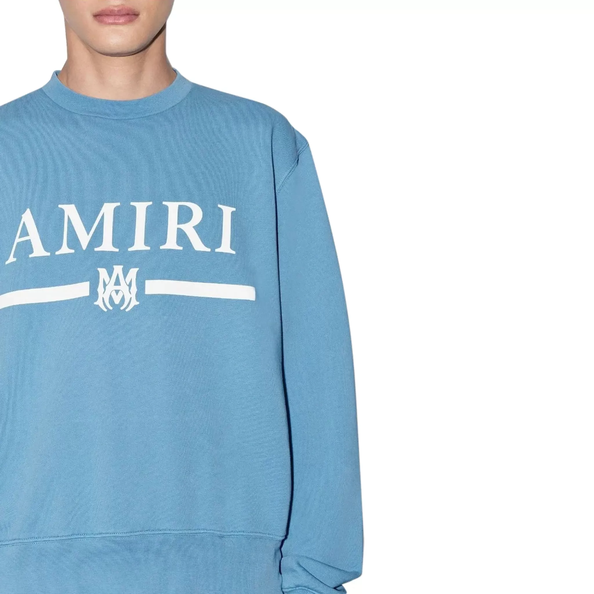 Amiri MA Bar Crewneck Carolina Blue Sweatshirt