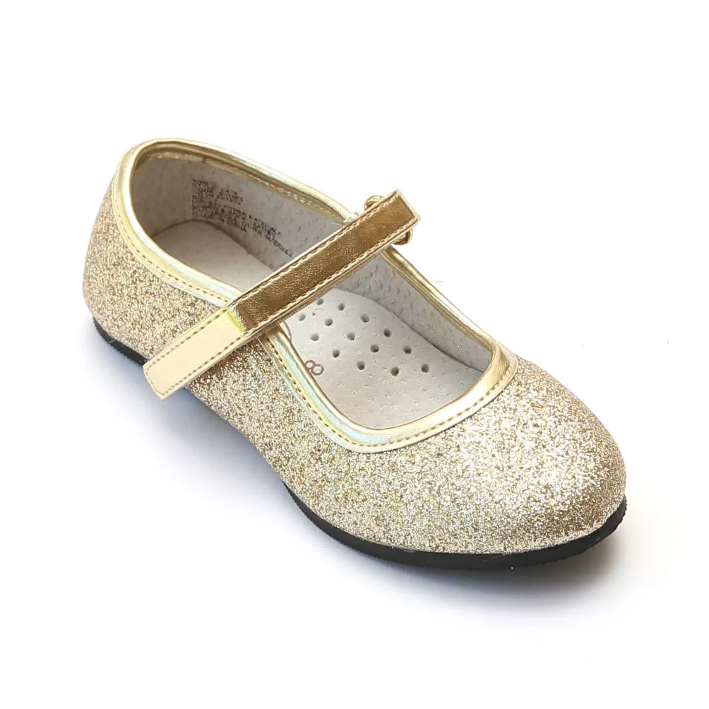 Angel Girls Ankle Strap Glitter Flats