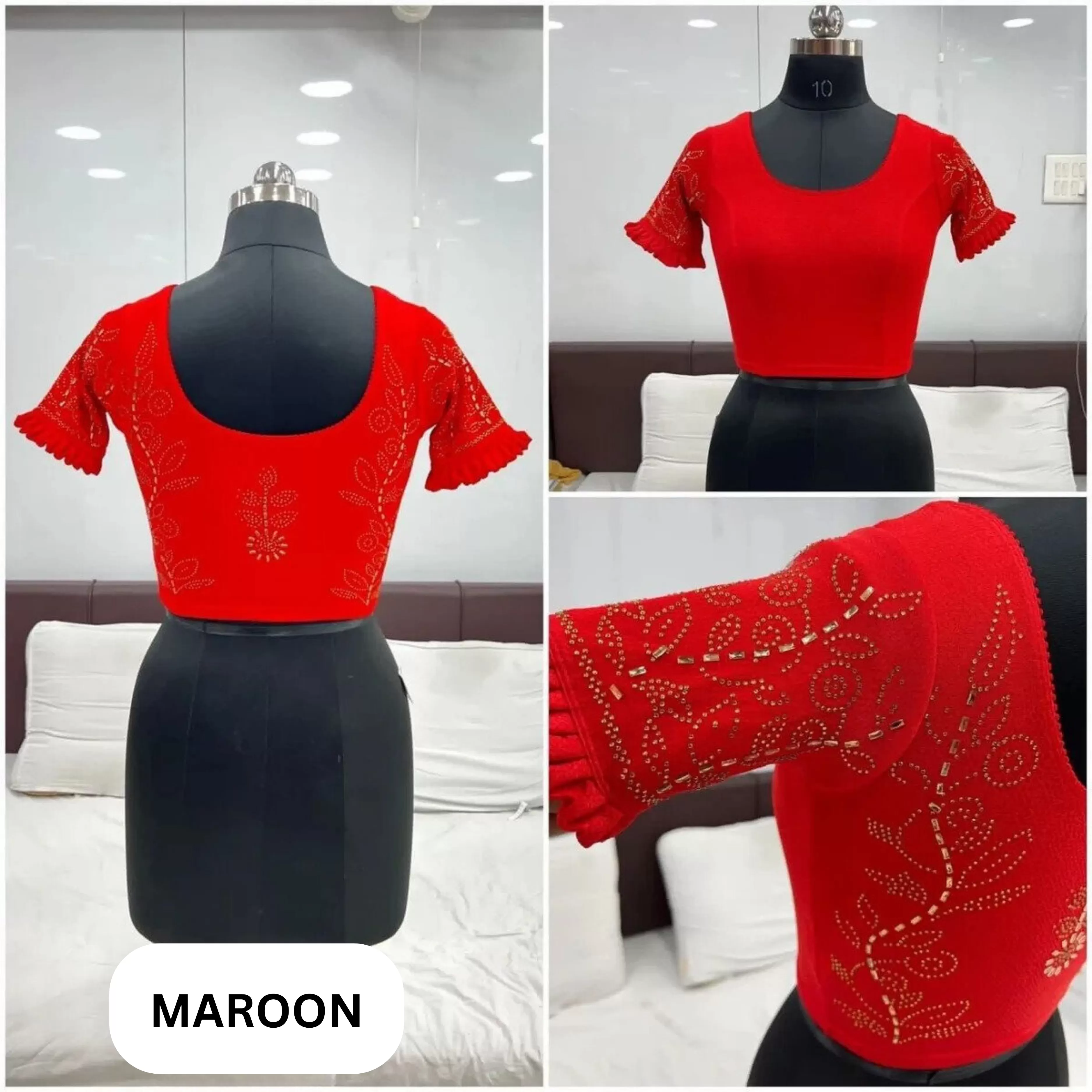 Beautiful Maroon Color Ready To Wear Stretchable Blouse