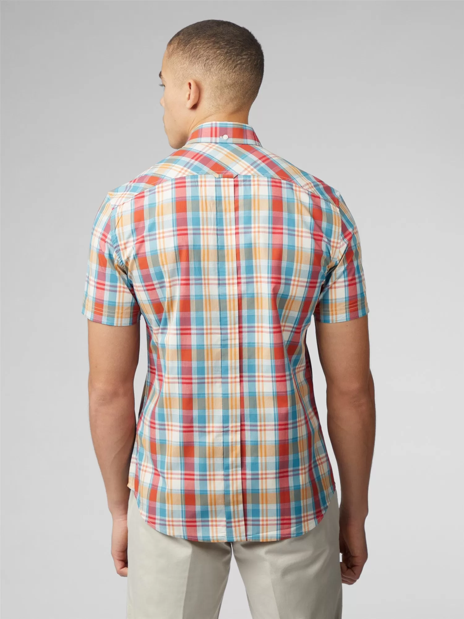 Ben Sherman Mens Gingham OverCheck Shirt Short Sleeved