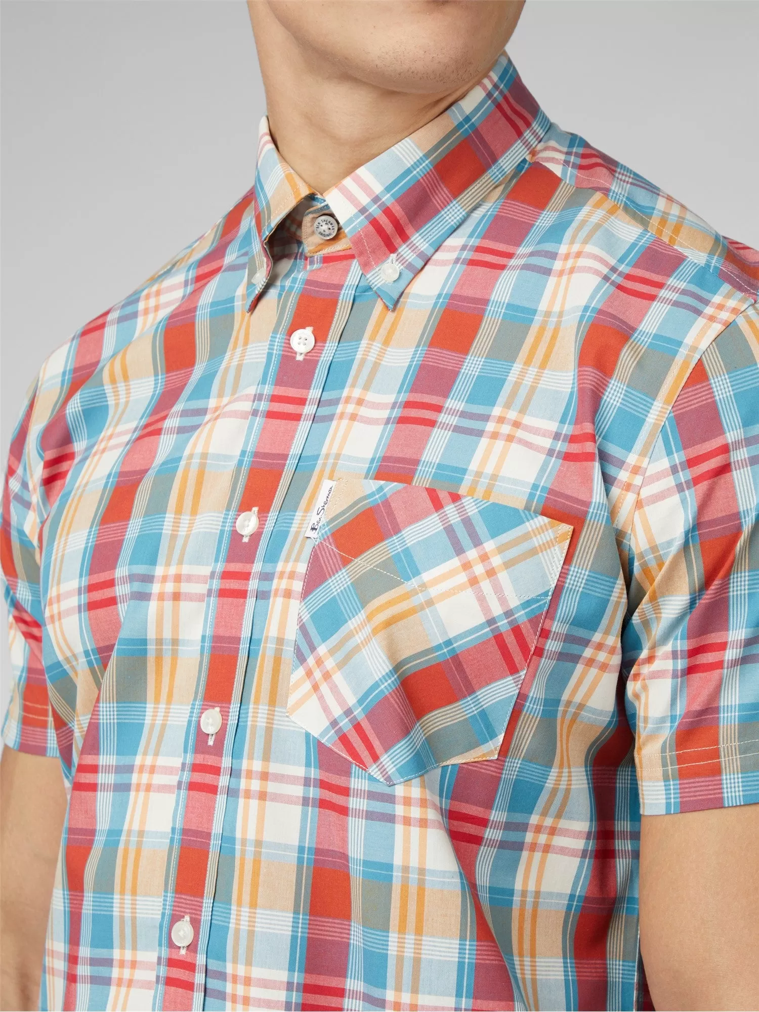 Ben Sherman Mens Gingham OverCheck Shirt Short Sleeved