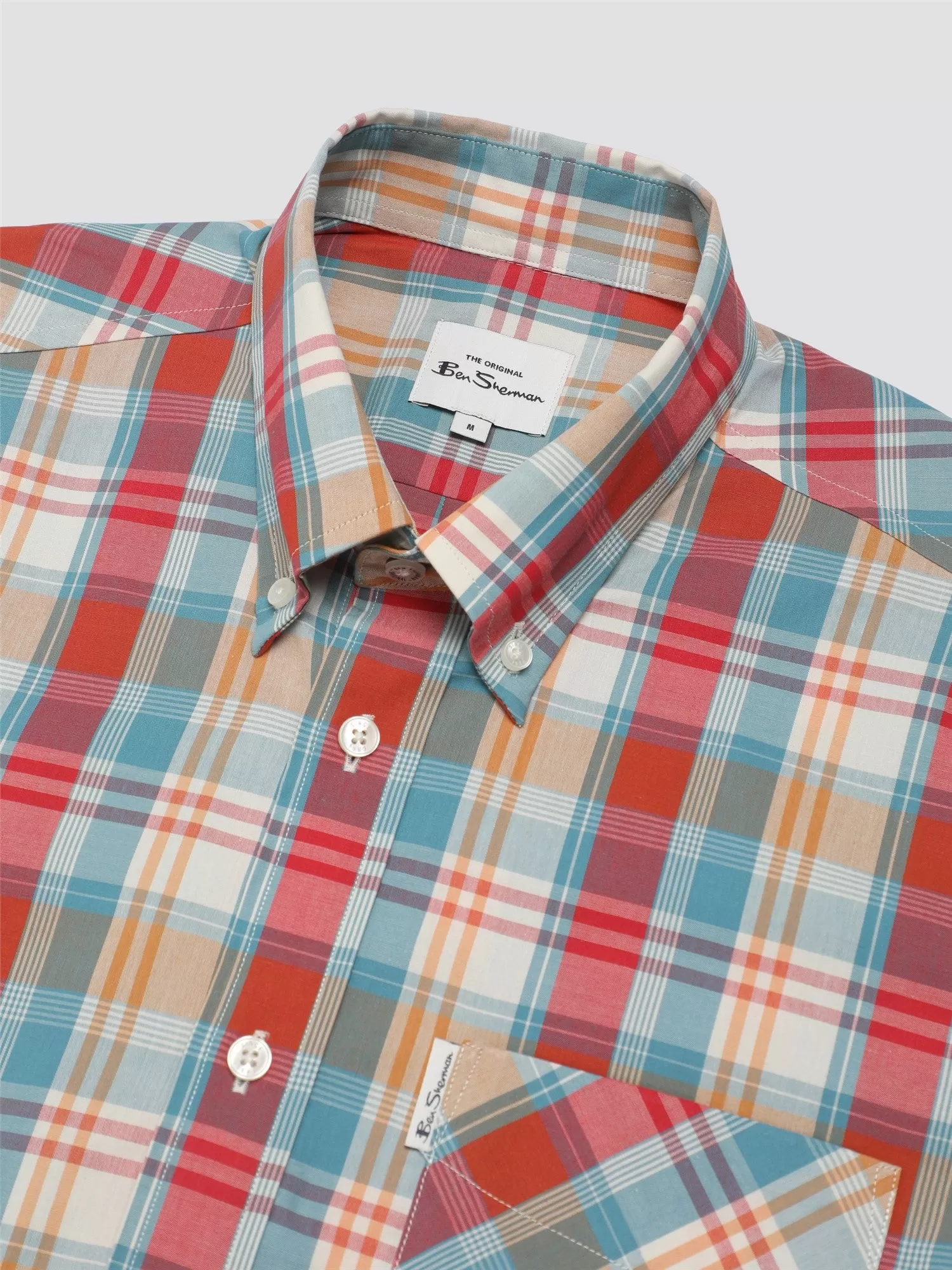 Ben Sherman Mens Gingham OverCheck Shirt Short Sleeved