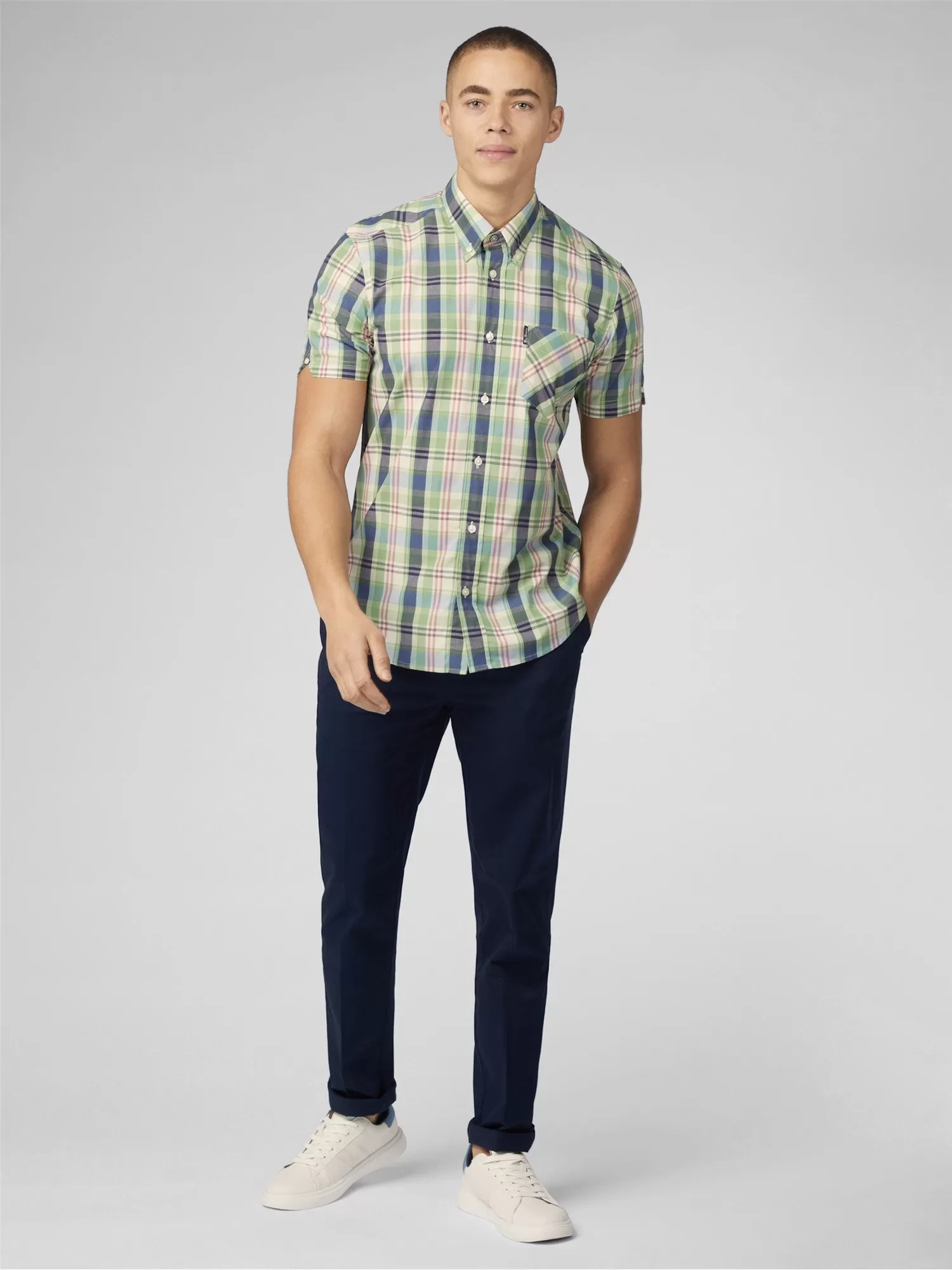 Ben Sherman Mens Gingham OverCheck Shirt Short Sleeved