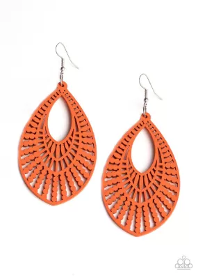 Bermuda Breeze Orange Wood Earrings - Paparazzi Accessories