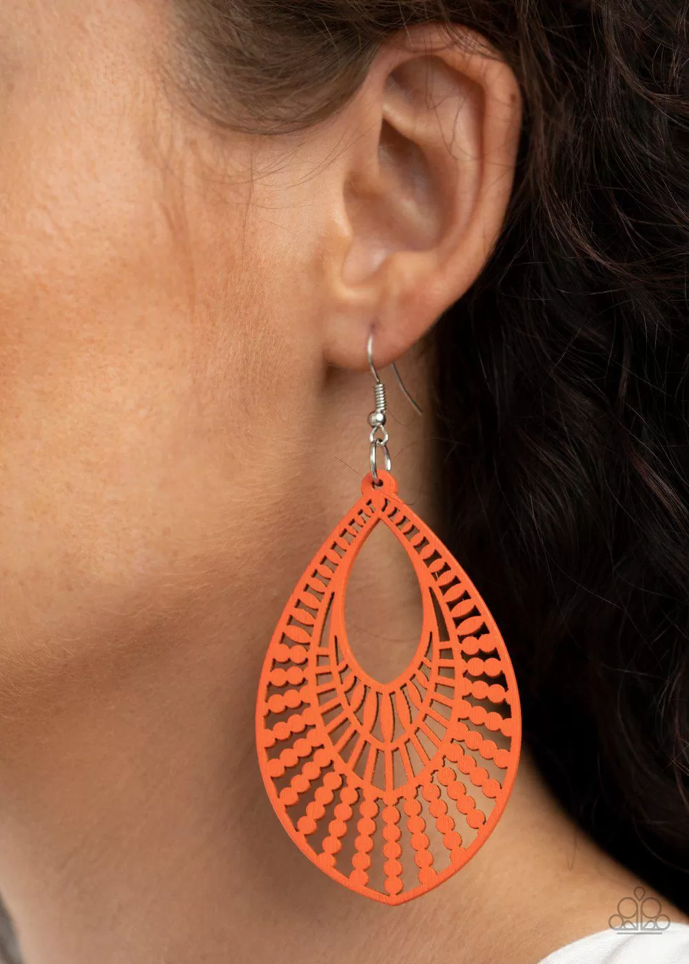 Bermuda Breeze Orange Wood Earrings - Paparazzi Accessories