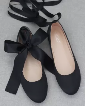 Black Evening Flat Lace Up