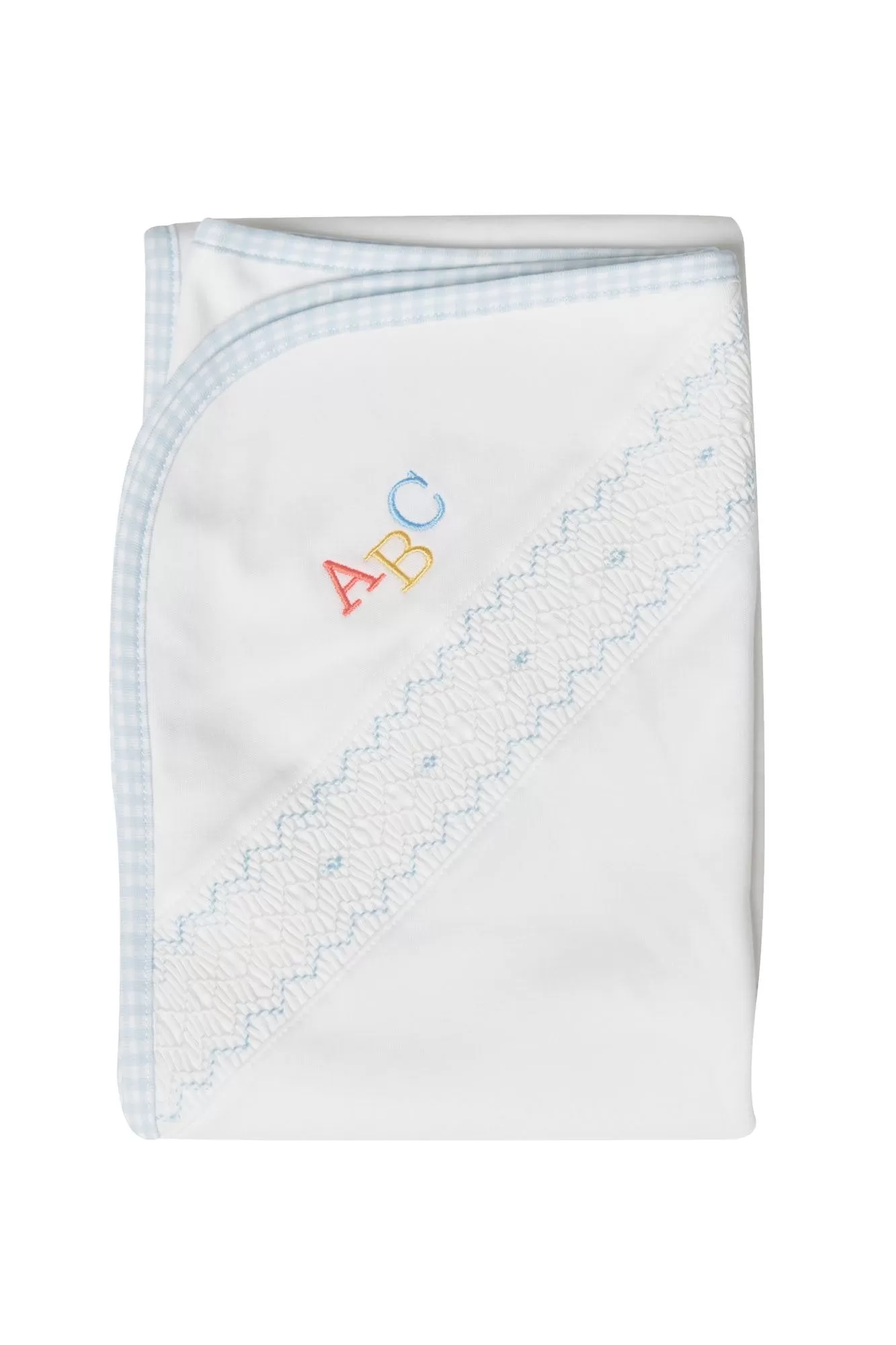 Blue Gingham ABC Baby Blanket