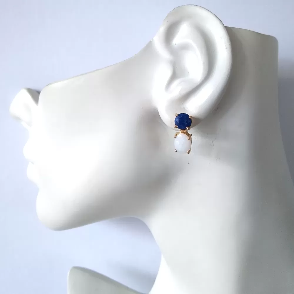 Blue Jade &  White Opal Separates Earrings