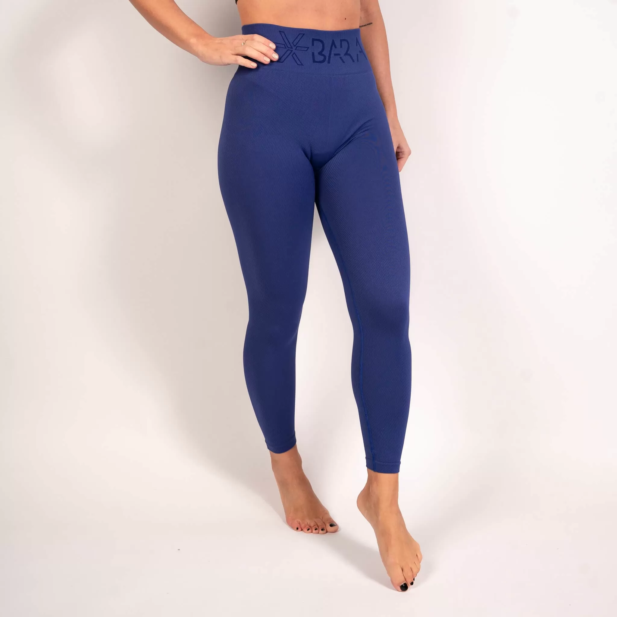 Blue Ribbed Seamless Tights