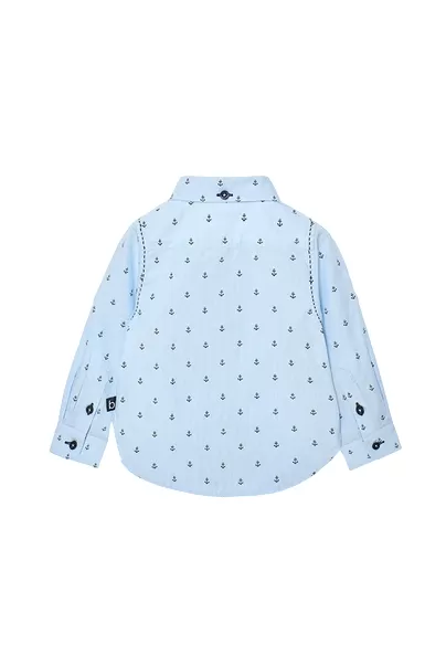 Boboli Printed poplin shirt for newborns 718354 9319 light blue