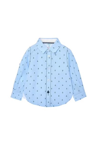 Boboli Printed poplin shirt for newborns 718354 9319 light blue