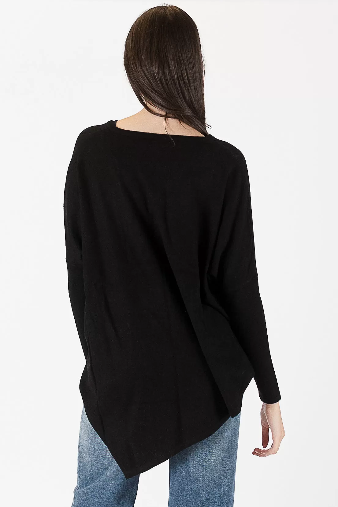 BONNIE LIGHTWEIGHT V-NECK AYSMMETRICAL SWEATER - LYLA LUXE