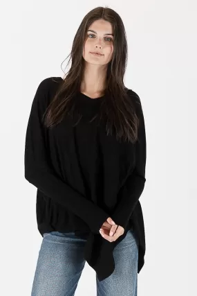 BONNIE LIGHTWEIGHT V-NECK AYSMMETRICAL SWEATER - LYLA LUXE