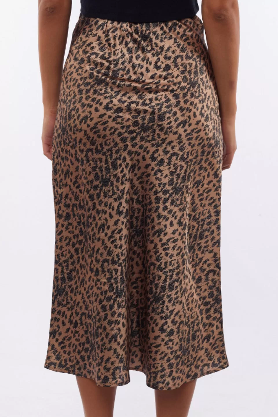 Brown Animal Midi Skirt