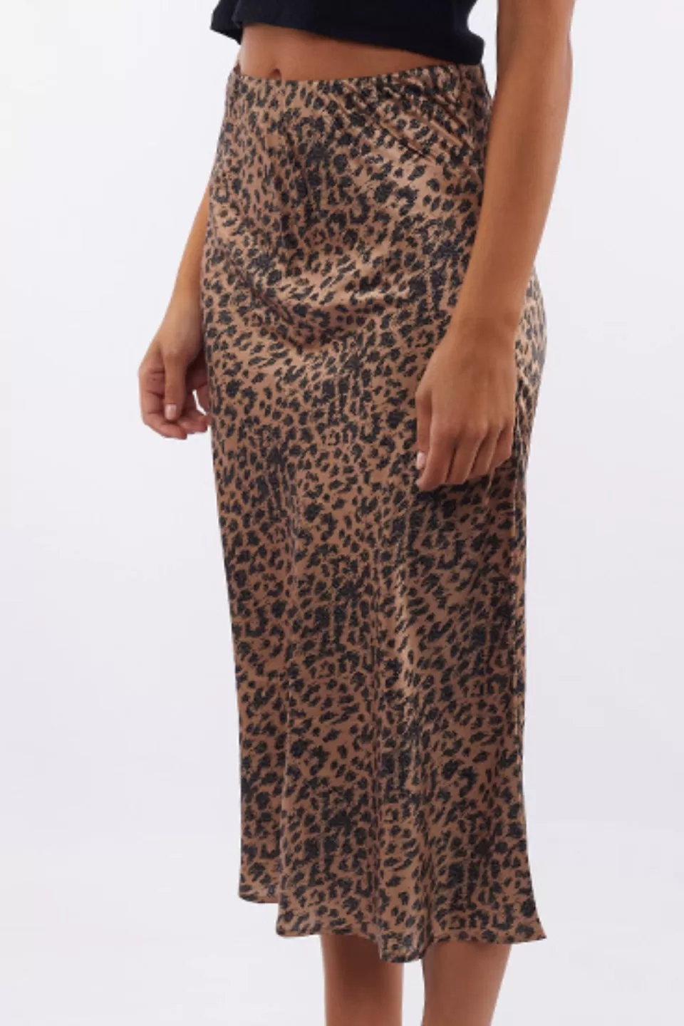 Brown Animal Midi Skirt