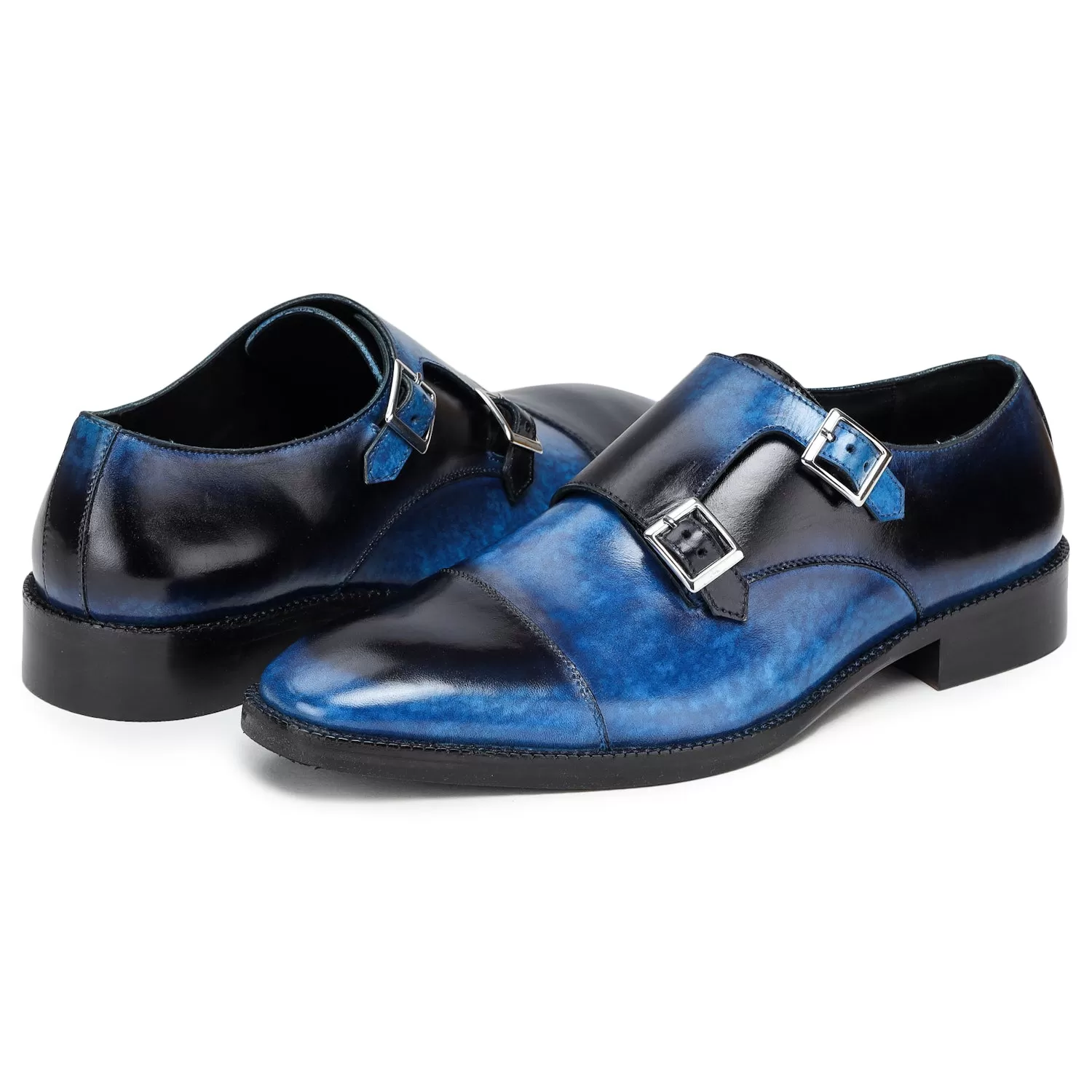 Captoe Double Monk Strap - Navy