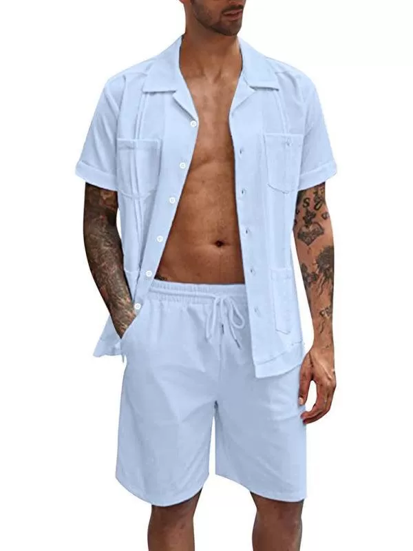 Casual Linen Men Clothing Set