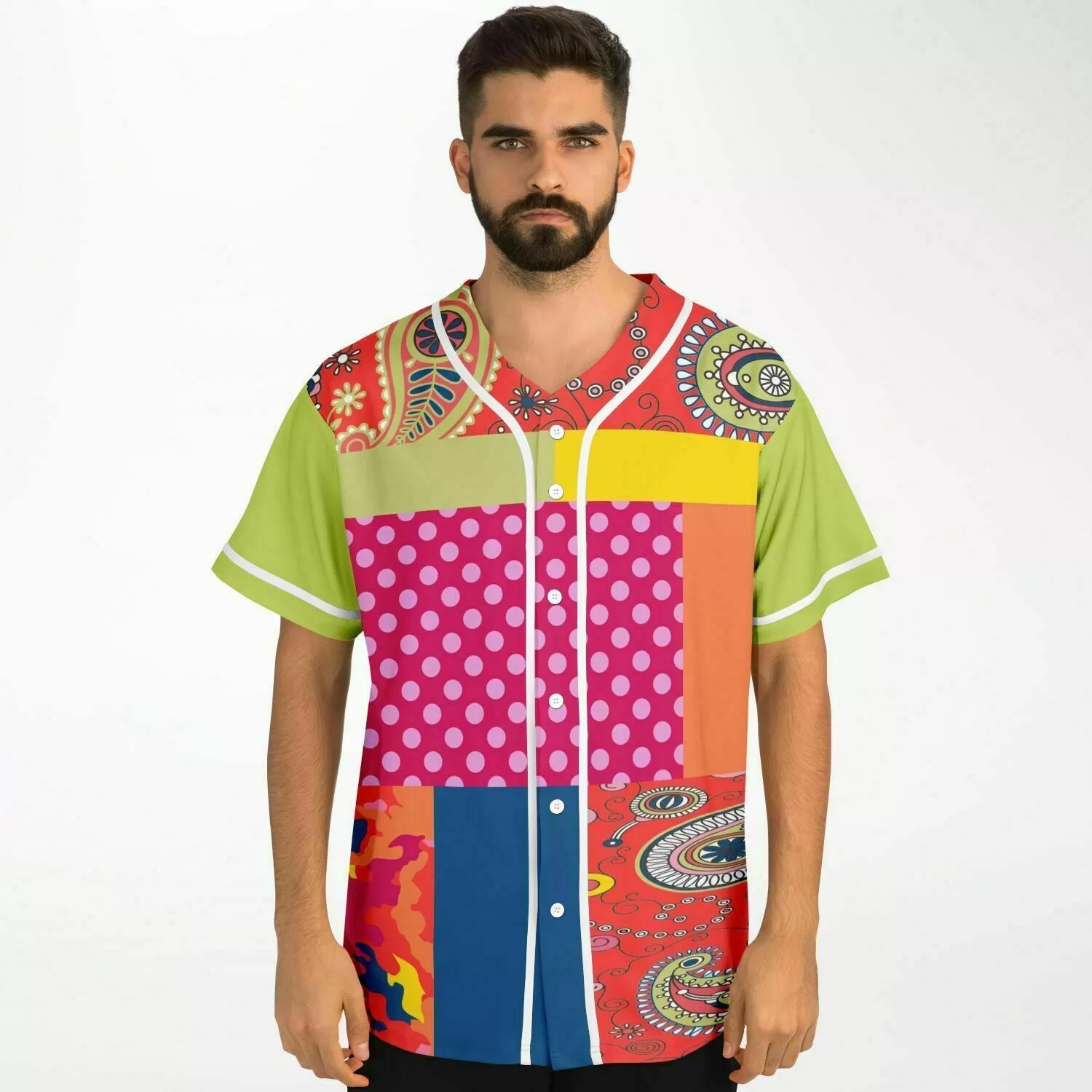 Chili Pepper Patchwork Button Front Jersey