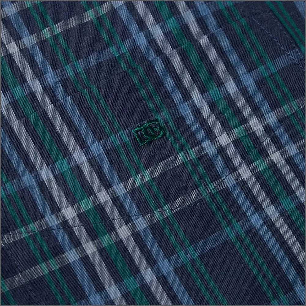 Drifter Ivano Green, Navy & Blue Check Shirt<>