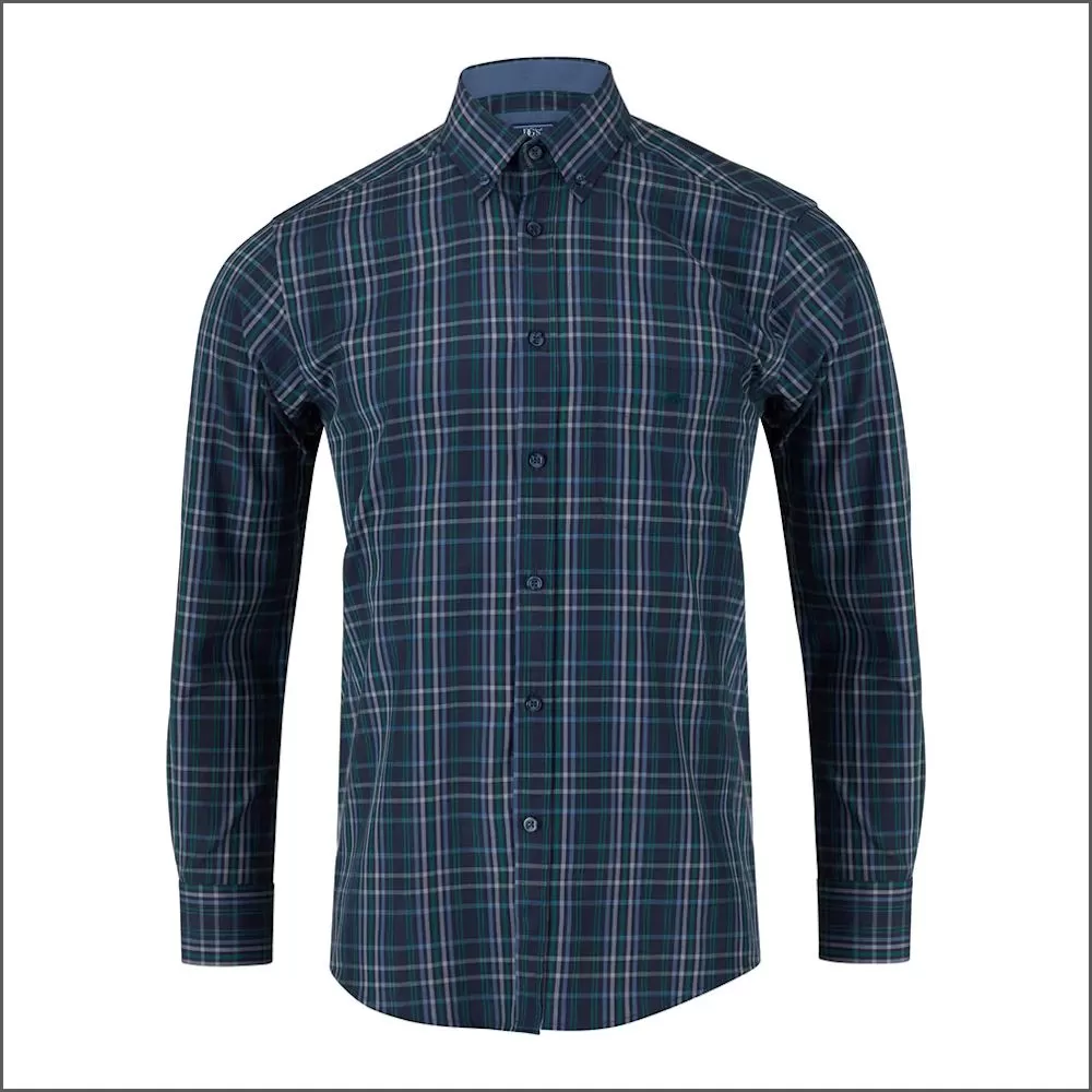 Drifter Ivano Green, Navy & Blue Check Shirt<>