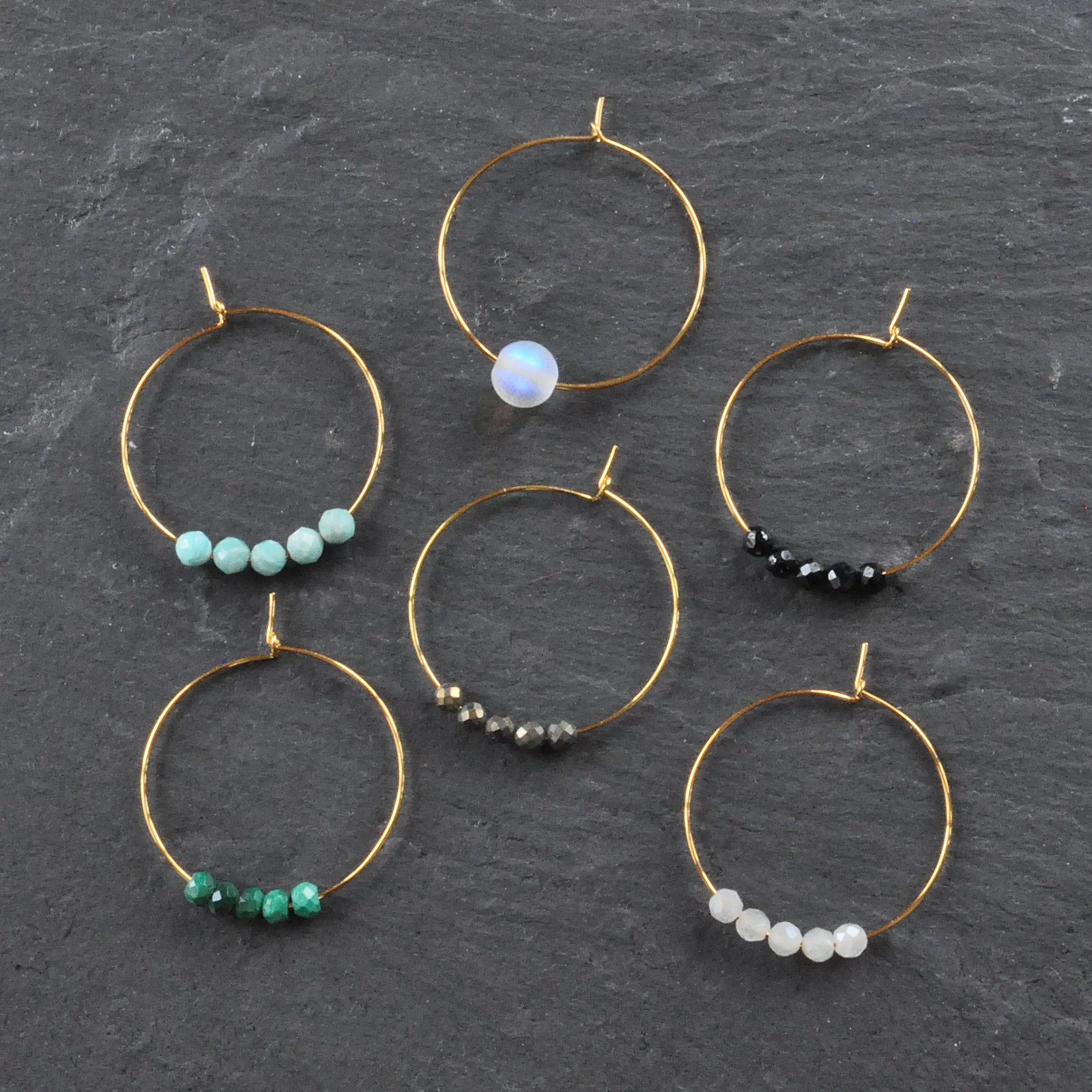 Gemstone 25mm Hoop Earrings - HOLOGRAPHIC QUARTZ