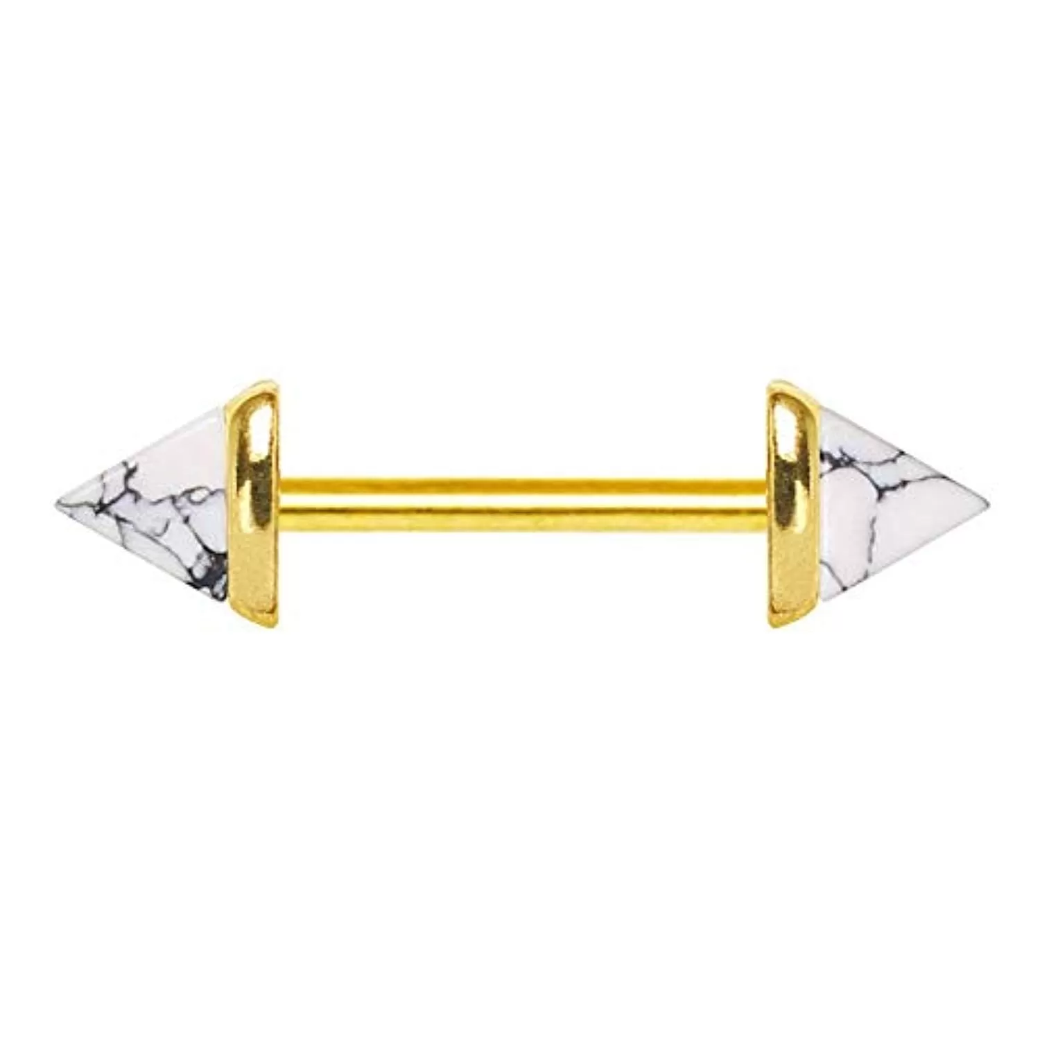 Gold Plated Howlite Triangle WildKlass Nipple Bar