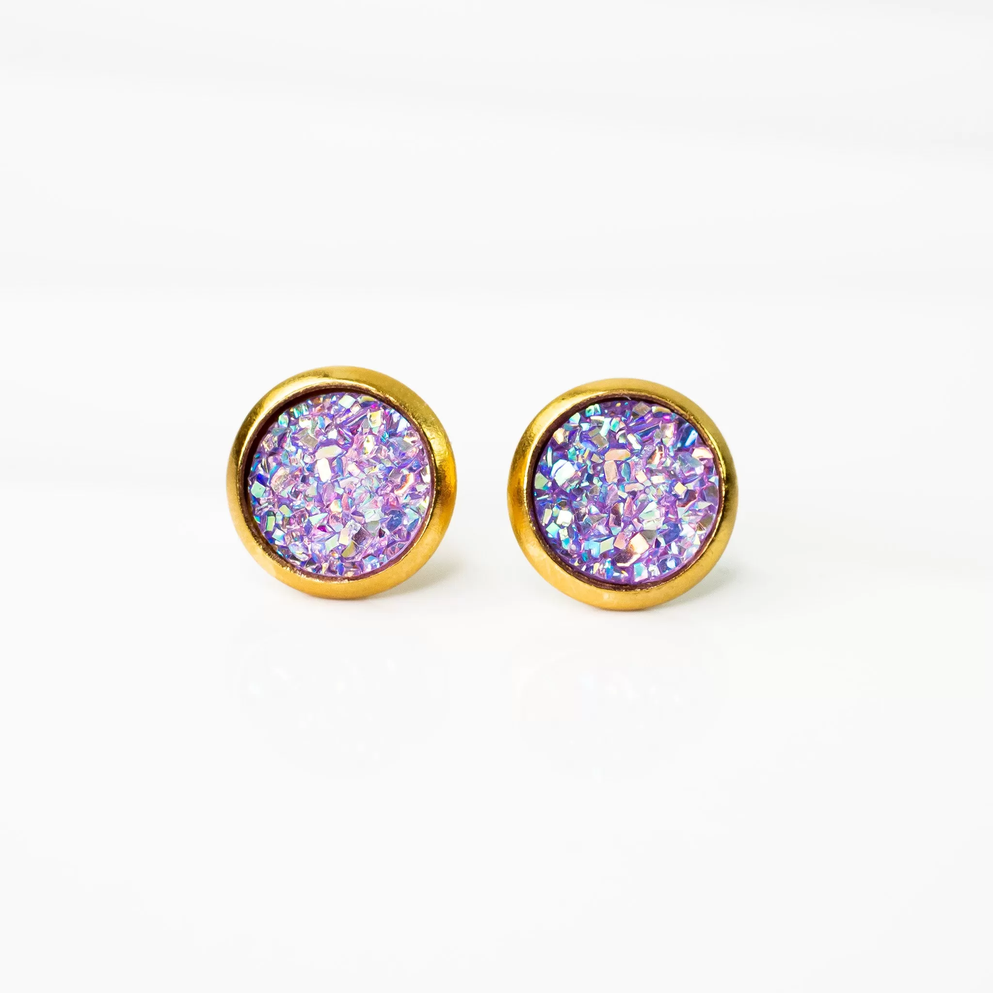 Iridescent Druzy Stud Earrings