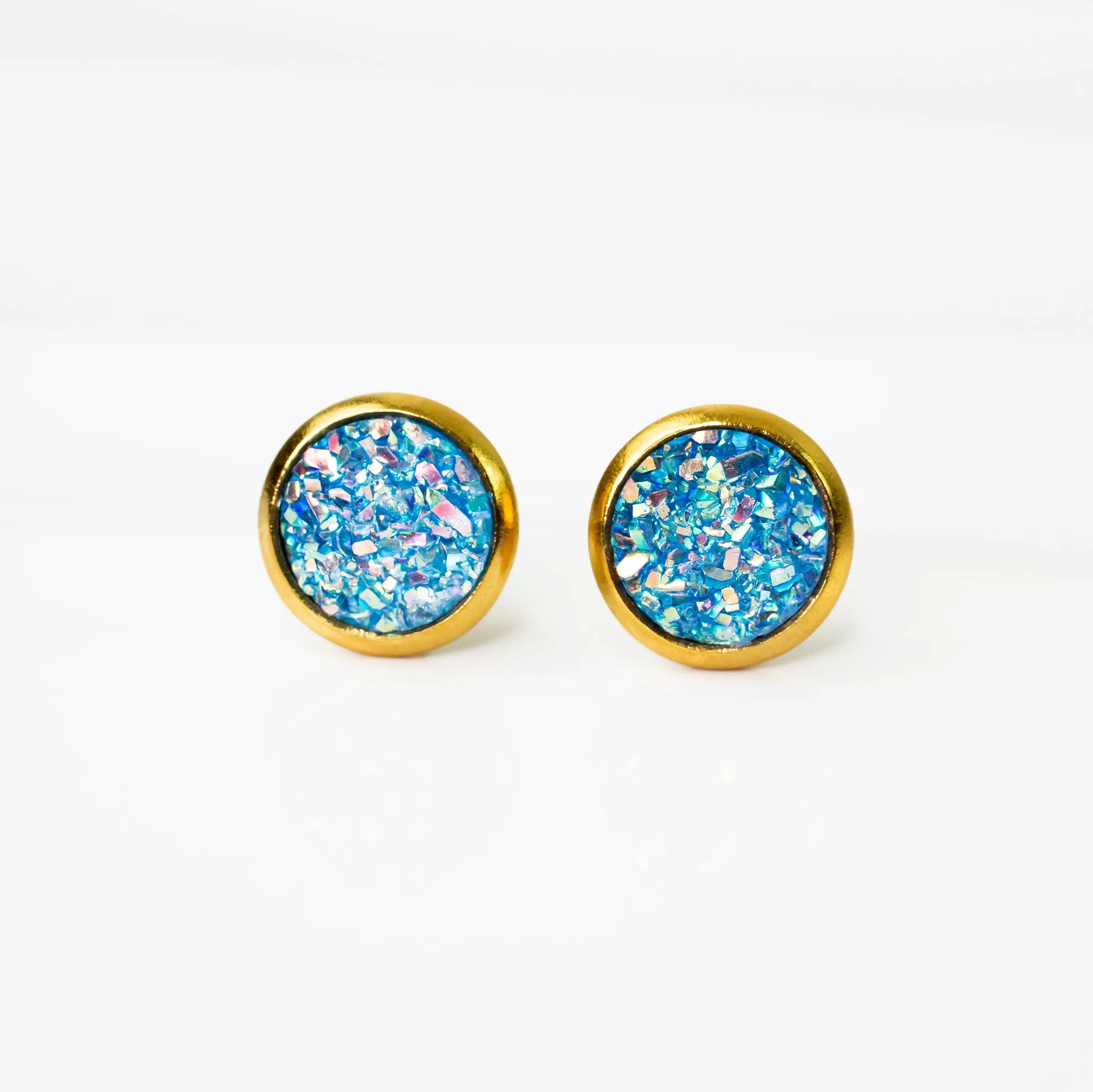 Iridescent Druzy Stud Earrings