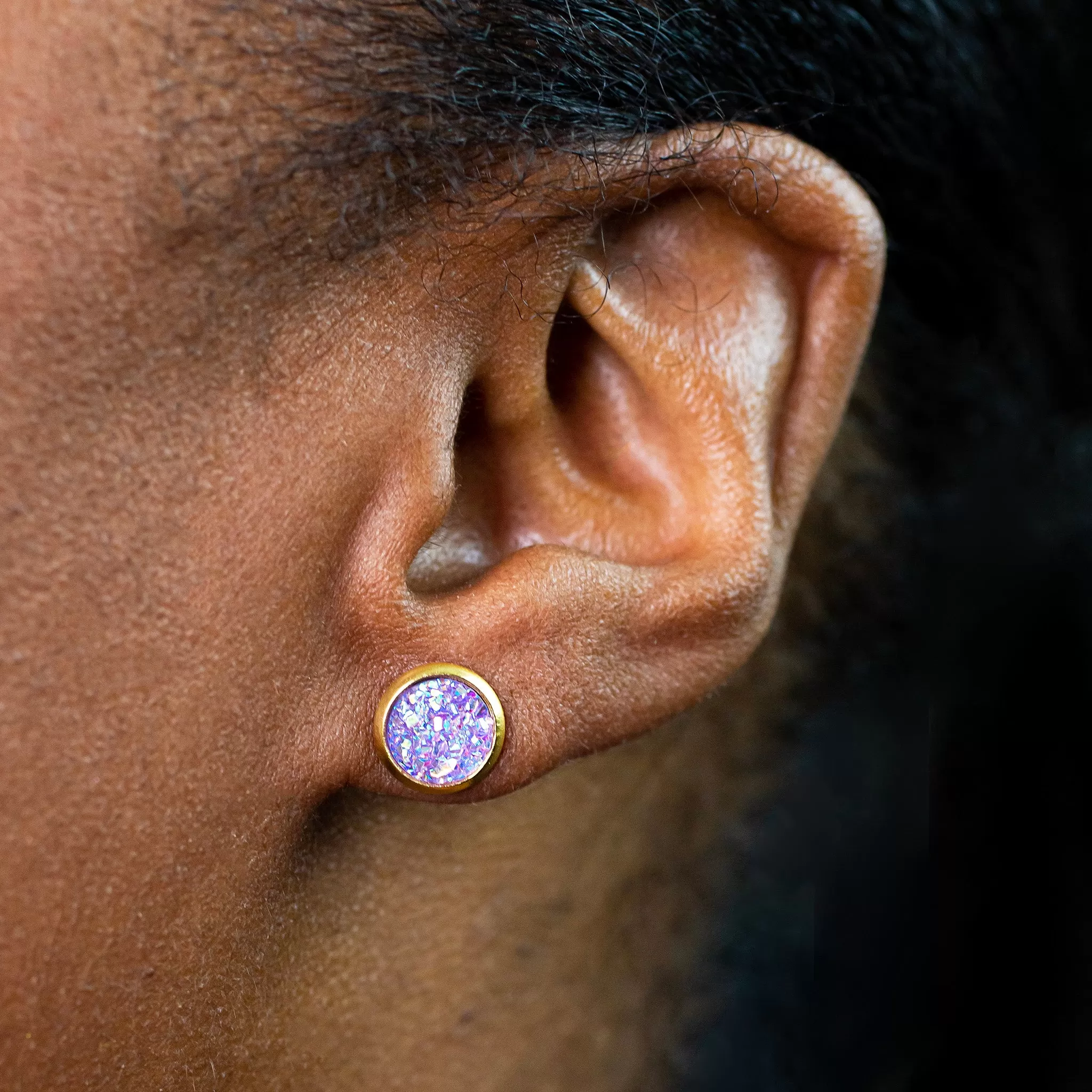 Iridescent Druzy Stud Earrings