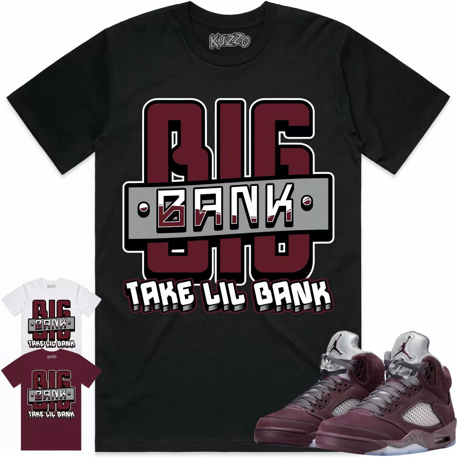 Jordan 5 Burgundy 5s Shirt to Match - BURGUNDY BIG BANK