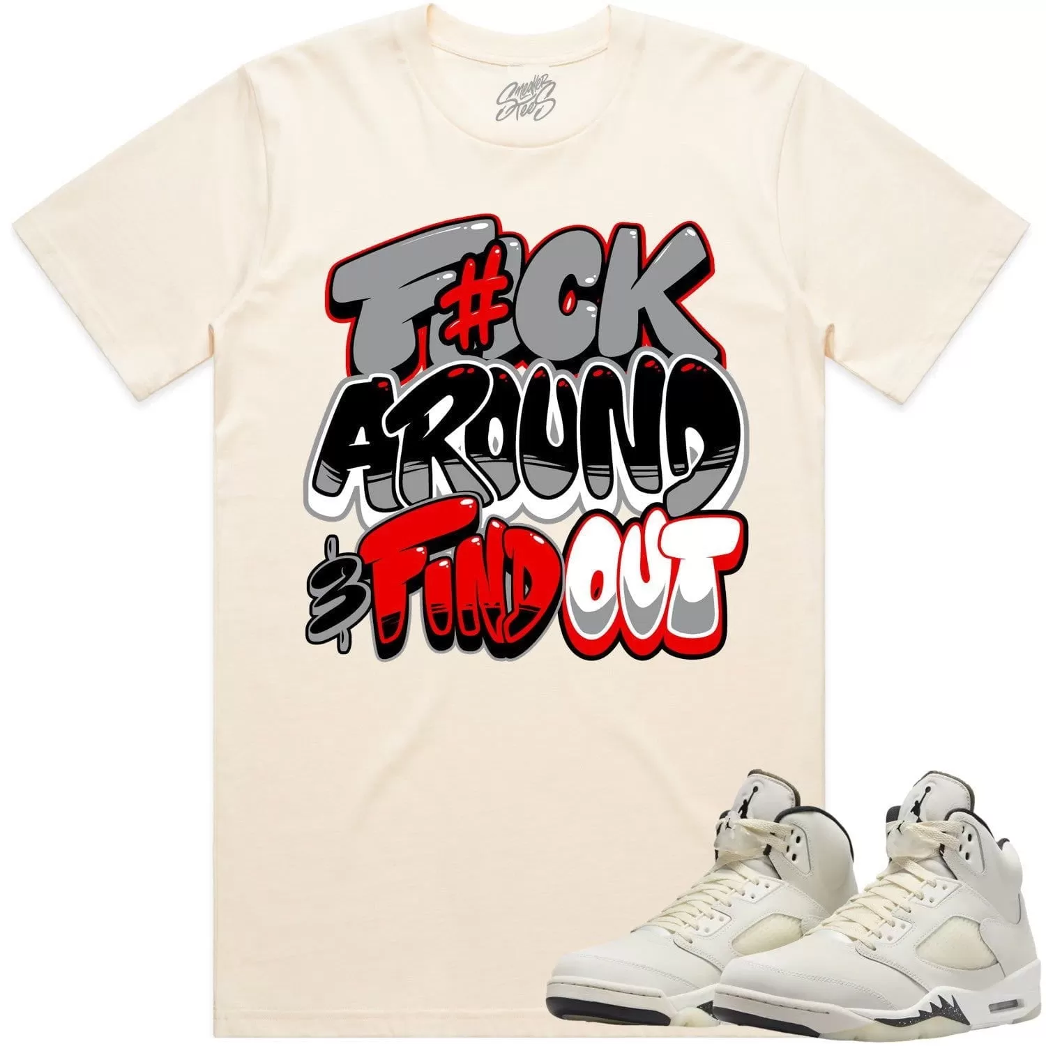 Jordan Retro 5 Sail 5s Shirt to Match - RED F#CK