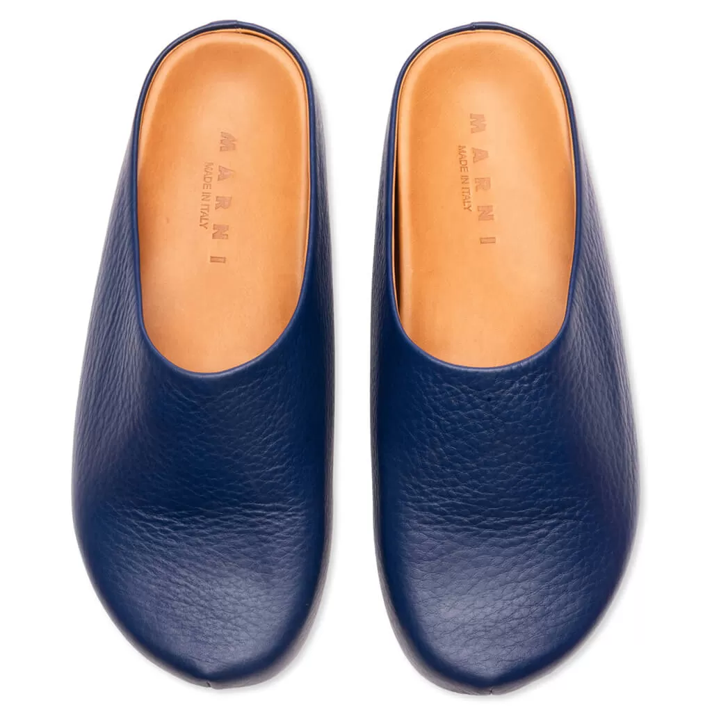 Leather Fussbett Sabot - Dusty Blue