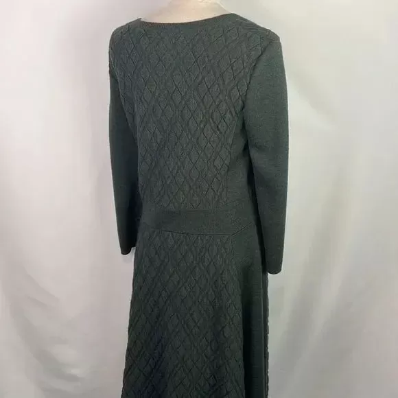 Lela Rose Green Knit With Quilted Detail Dress