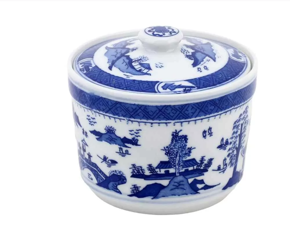 Lidded Pot - Blue & White