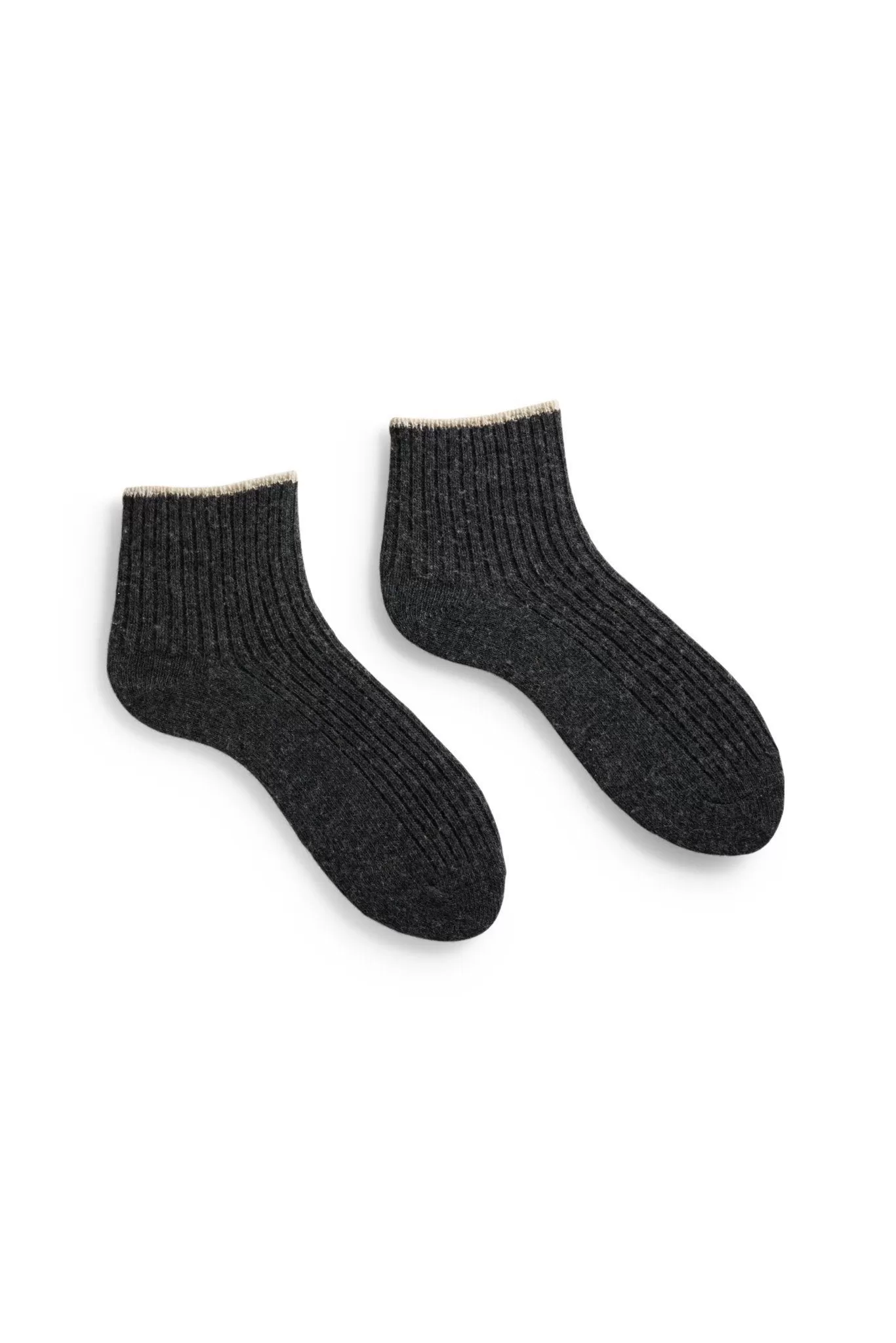 Lisa B -  tipped rib wool cashmere shortie socks