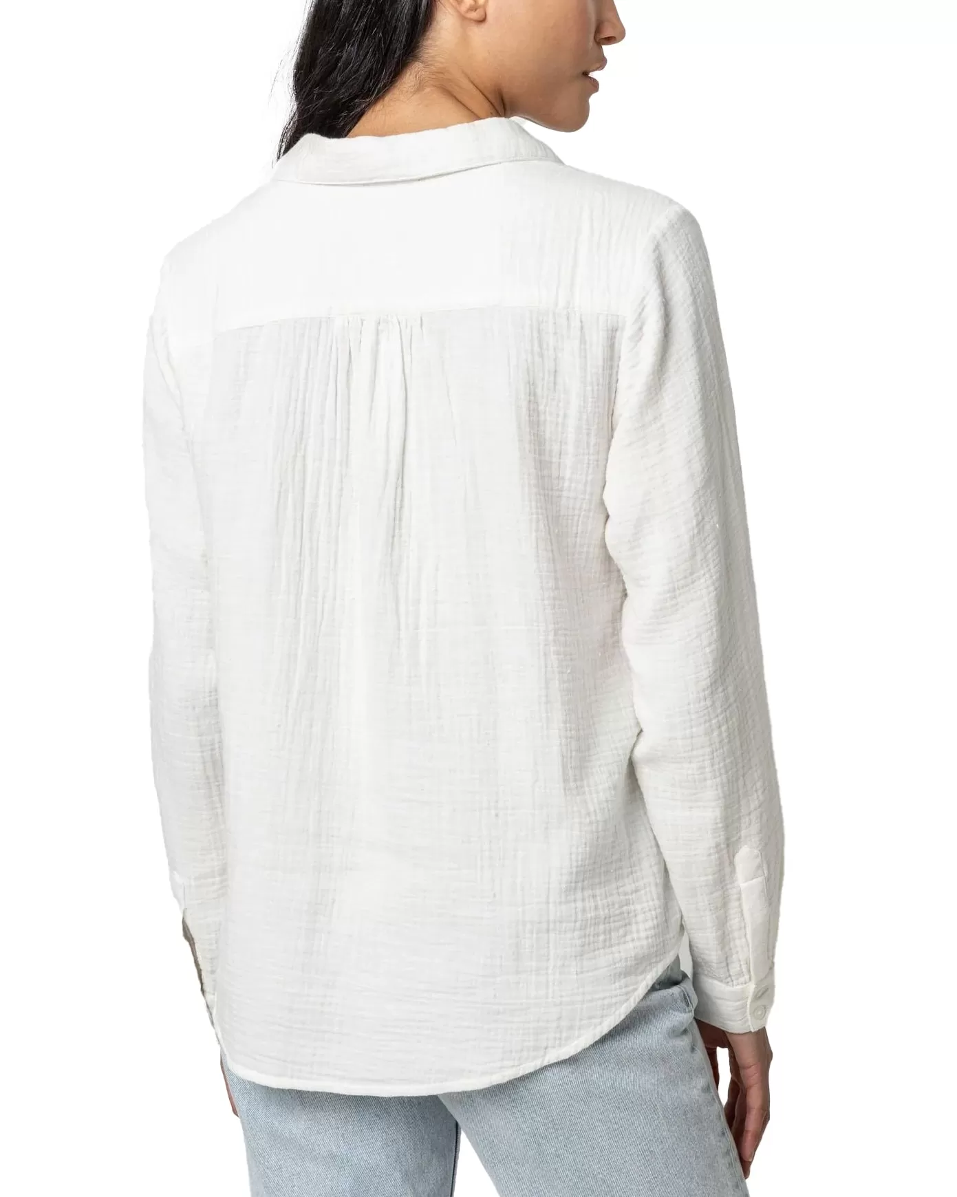 Long Sleeve Gauze Button Down (White)