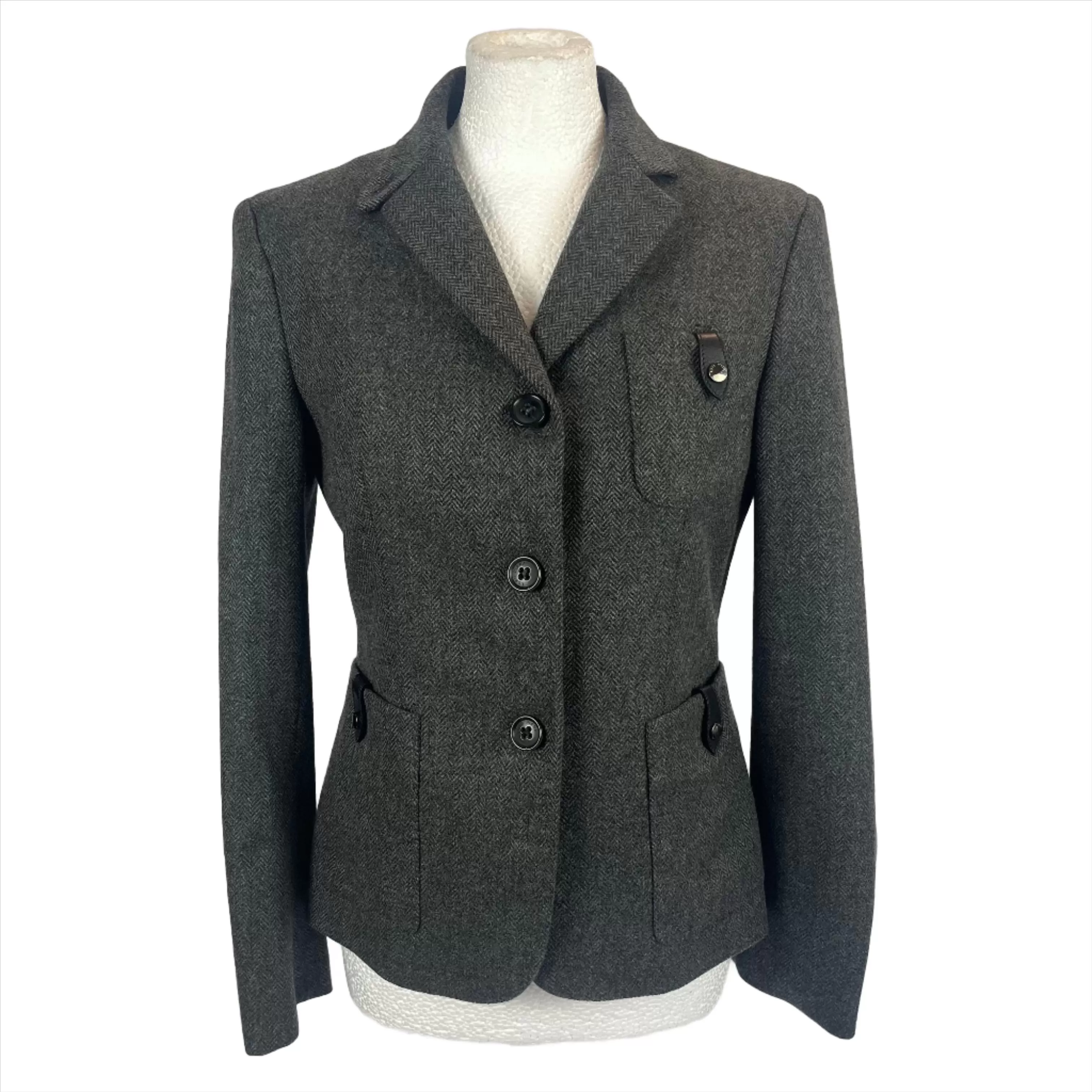 Loro Piana Charcoal Herringbone Cashmere Jacket S