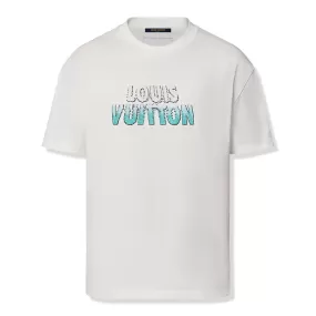 Louis Vuitton Embroidered Splash Beads Cotton Milk White T Shirt