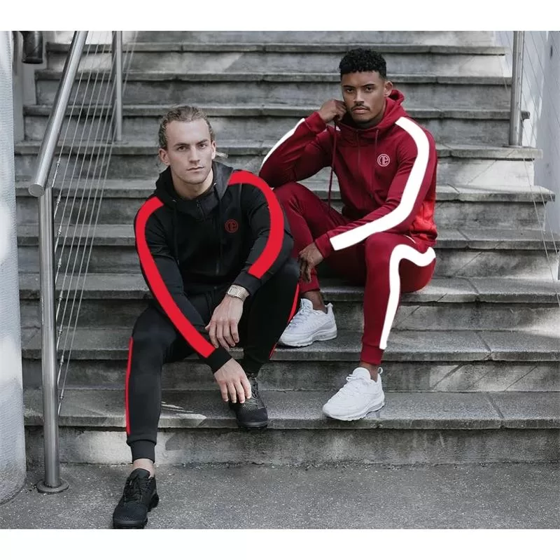 Men Sports Suit Large Size Running Sets Zipper Sweater Jogging Suit