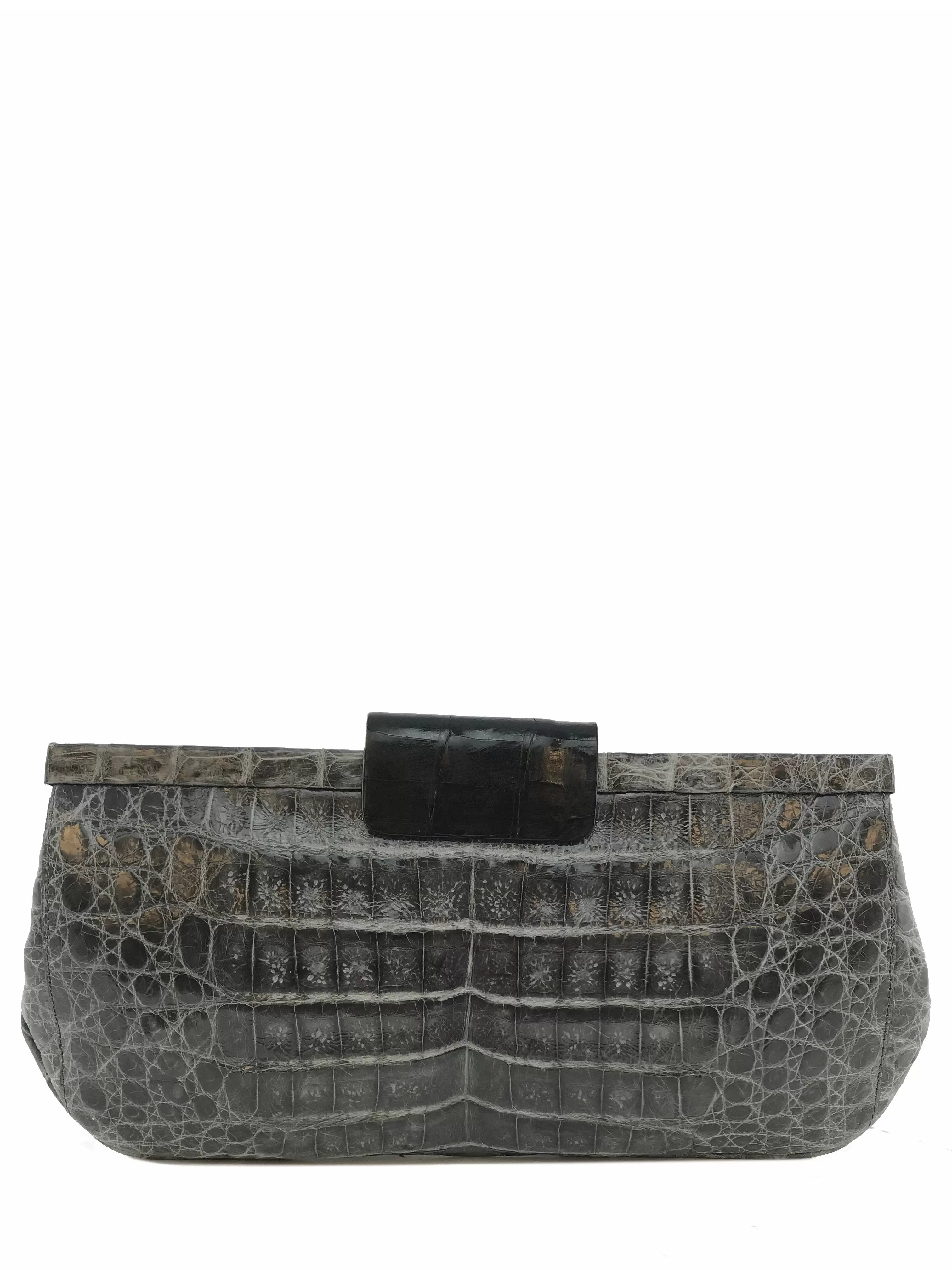 Nancy Gonzalez Shiny Frame Crocodile Clutch