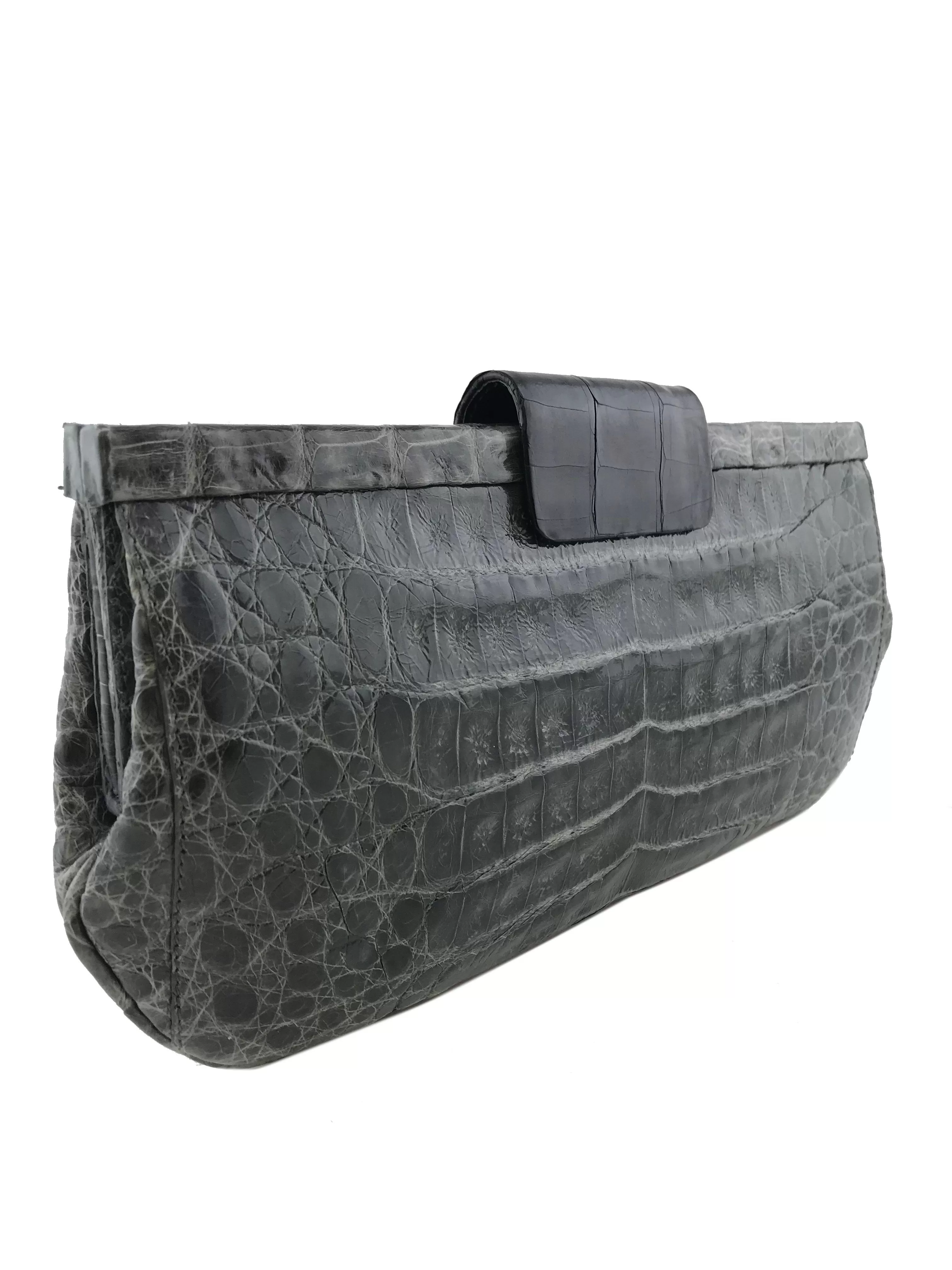 Nancy Gonzalez Shiny Frame Crocodile Clutch