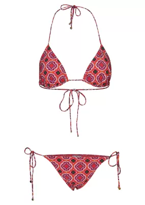 Orange Printed Triangle Bikini