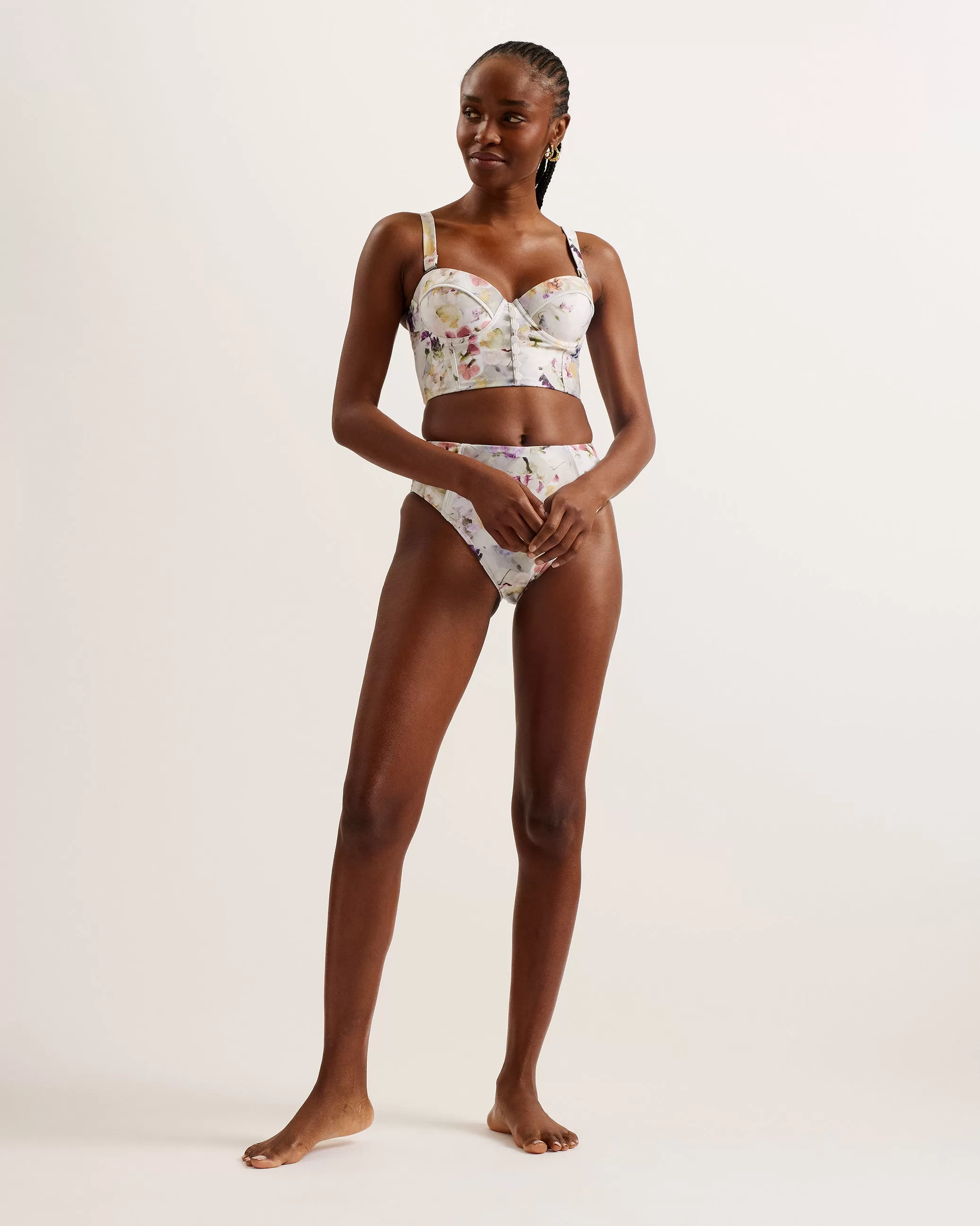 Ovelina High Waisted Bikini Pant White