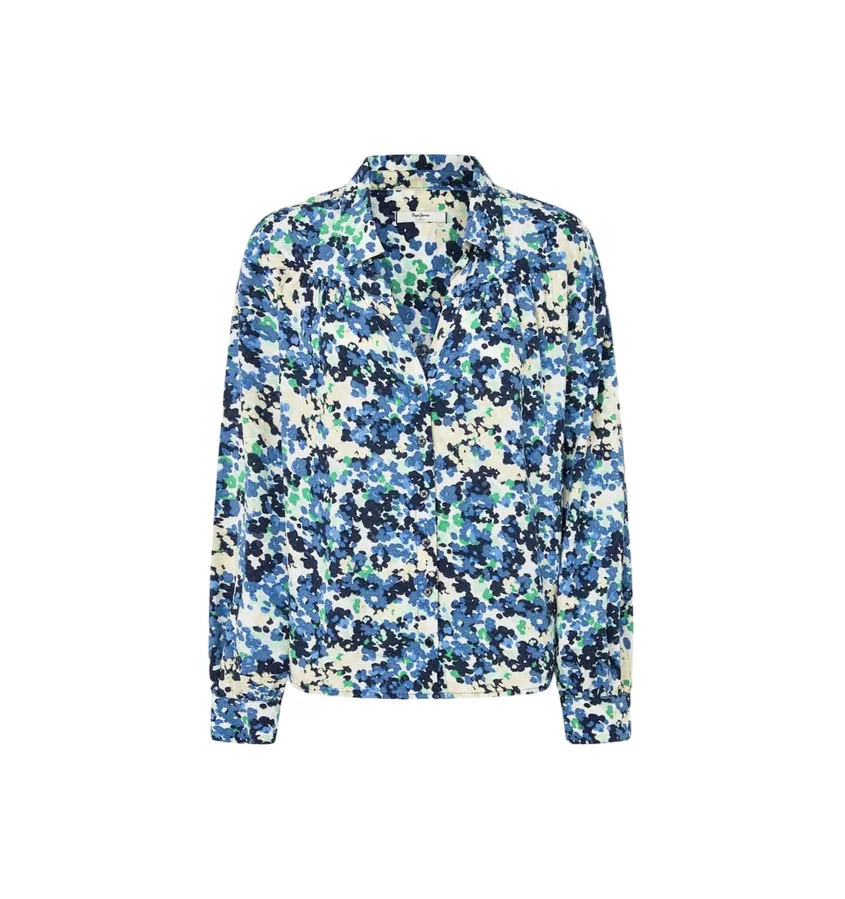 Pepe Jeans women's shirt with floral print Ciria PL304836 553 blue