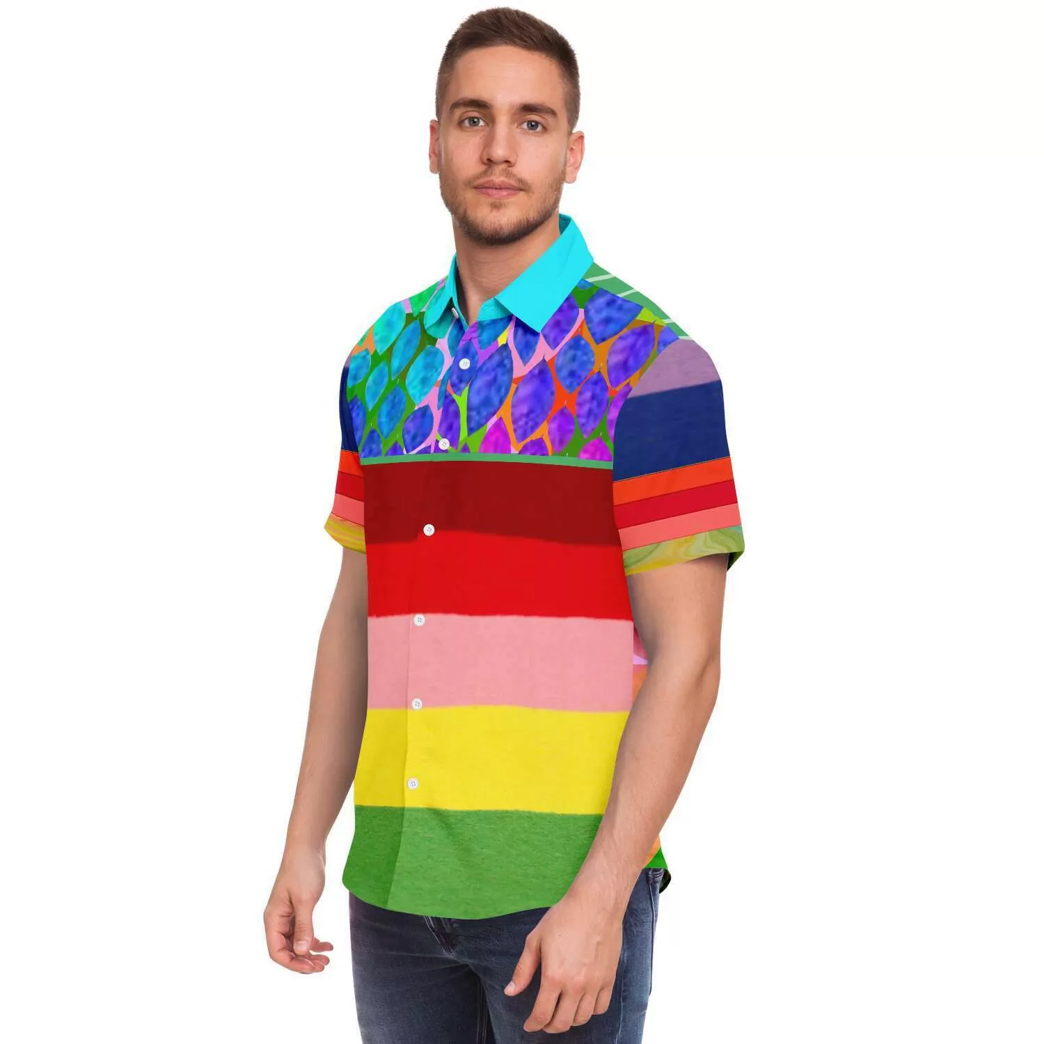 Rainbow-Tastic Short Sleeve Button Down Shirt