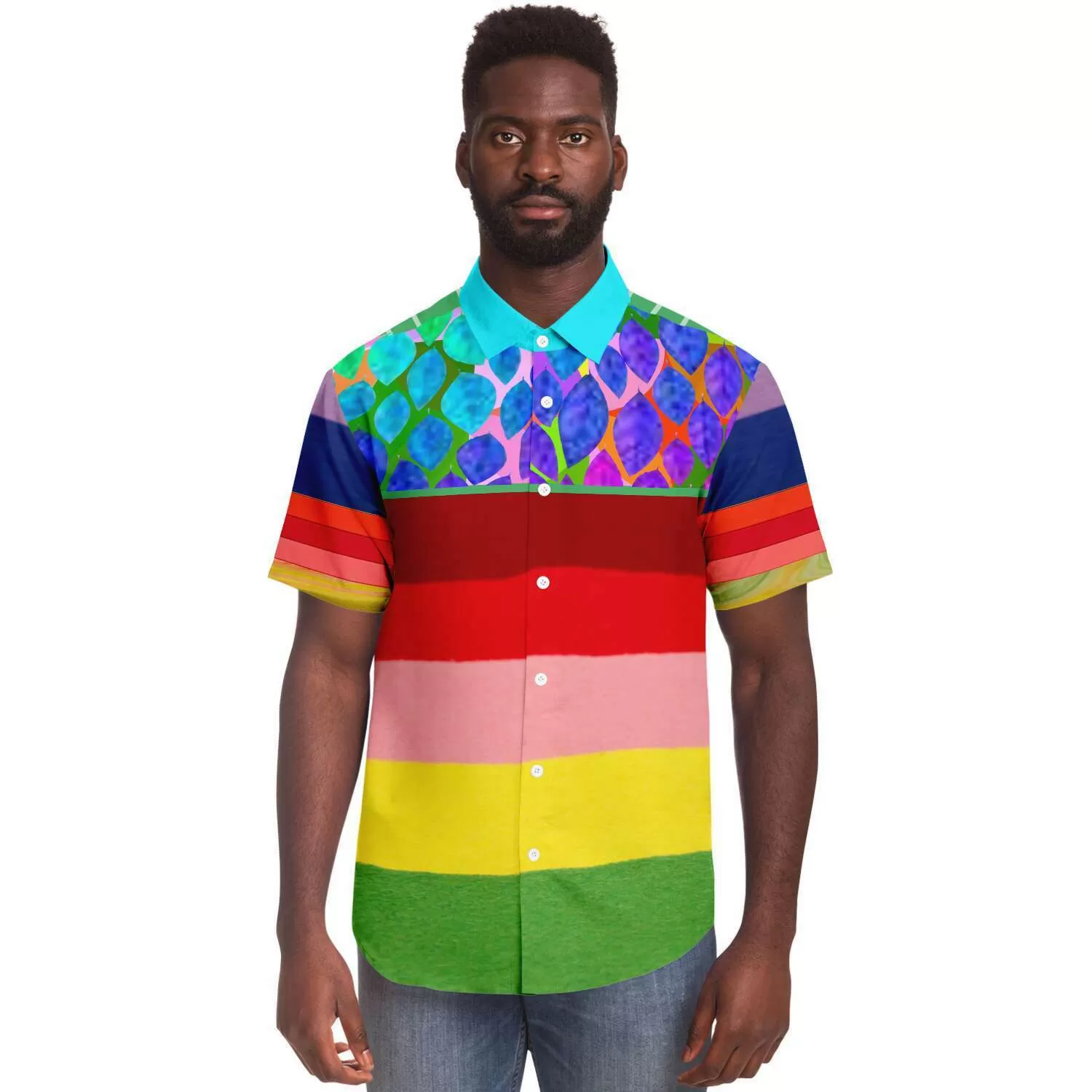 Rainbow-Tastic Short Sleeve Button Down Shirt